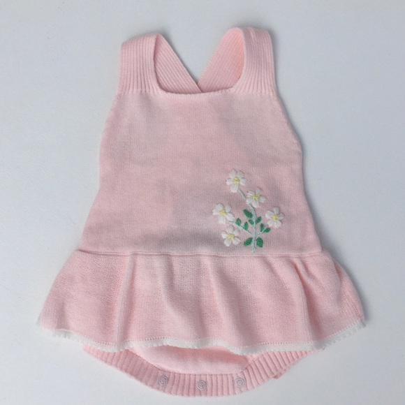 Angel Dear Other - Angel Dear Pink Knit Skirted Romper 3-6M